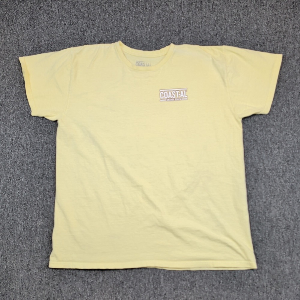 Coastal Orange Beach Graphic T-Shirt XL Yellow Cotton Surf Summer Sunset Tee